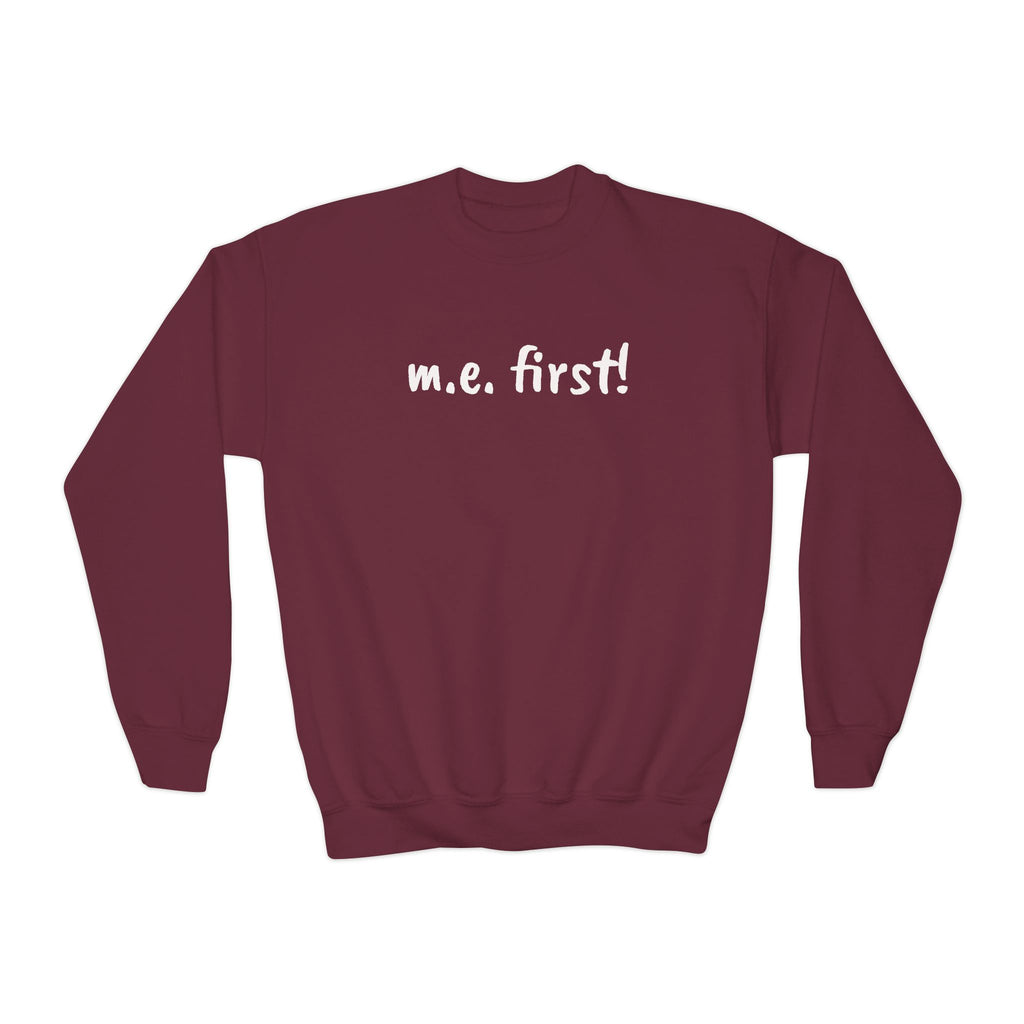 Sweatshirt - Youth Crewneck - m.e. first! - White Lettering