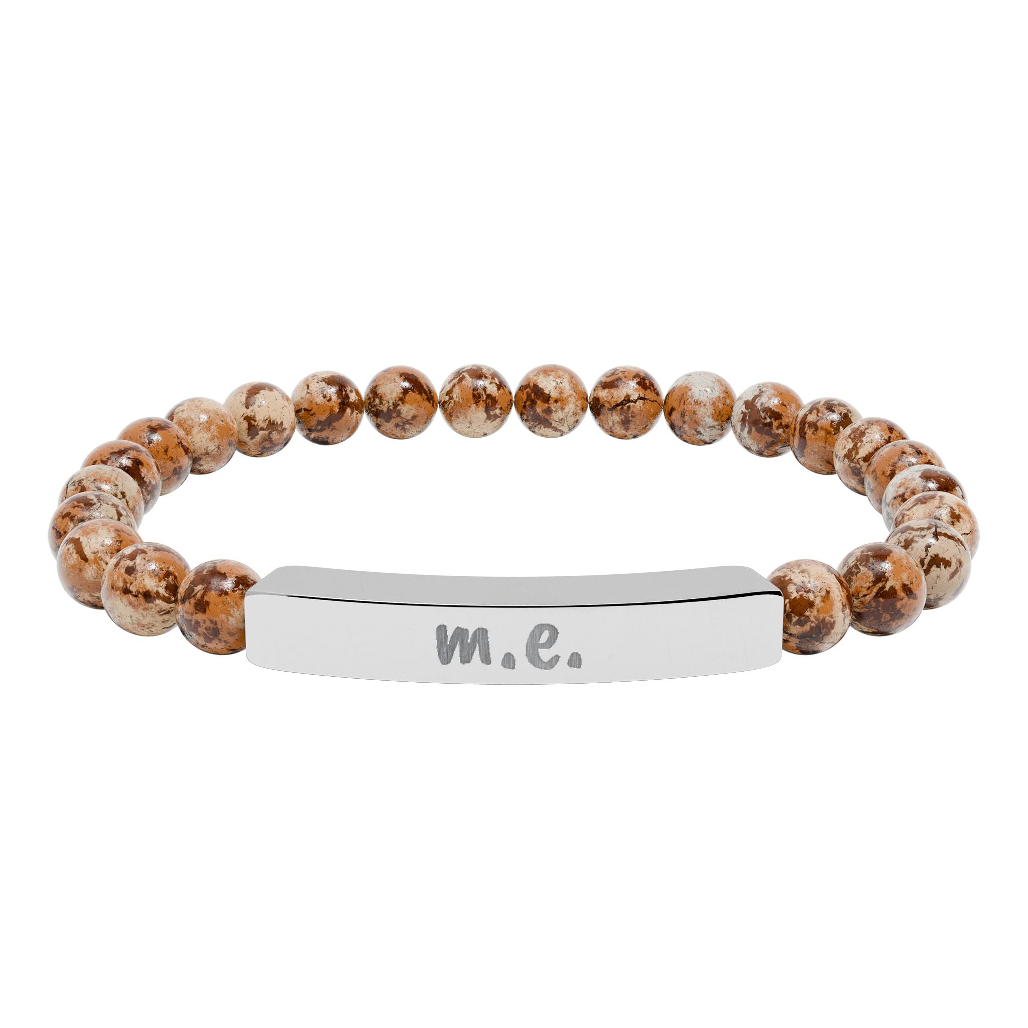 Bracelet - m.e. - Engraved Natural Stone Stretch Bar Bracelet