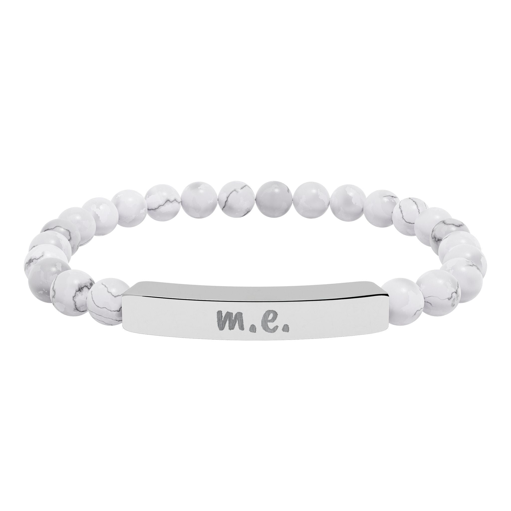 Bracelet - m.e. - Engraved Natural Stone Stretch Bar Bracelet