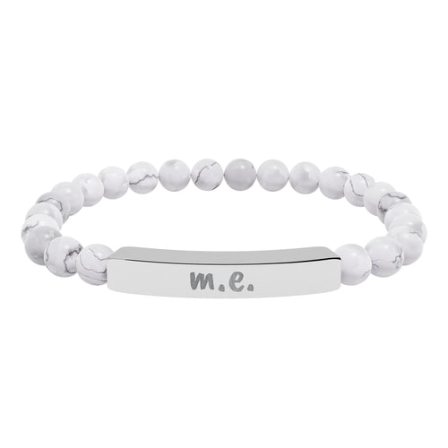 Bracelet - m.e. - Engraved Natural Stone Stretch Bar Bracelet