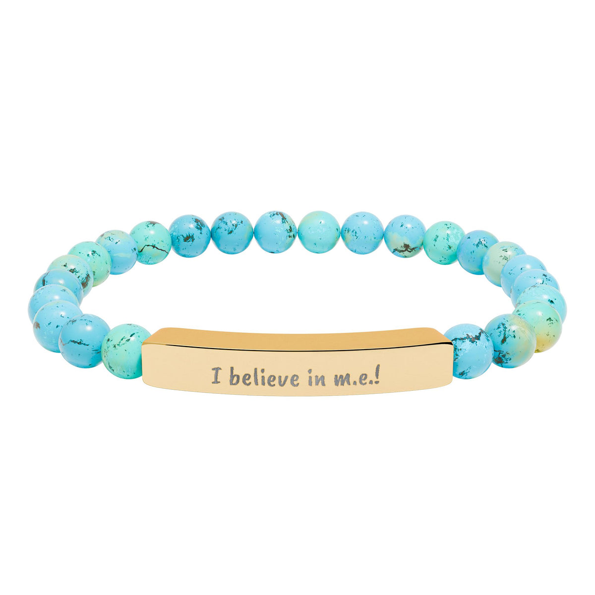 Copy of Bracelet - I believe in m.e. ! - Engraved Natural Stone Stretch Bar Bracelet
