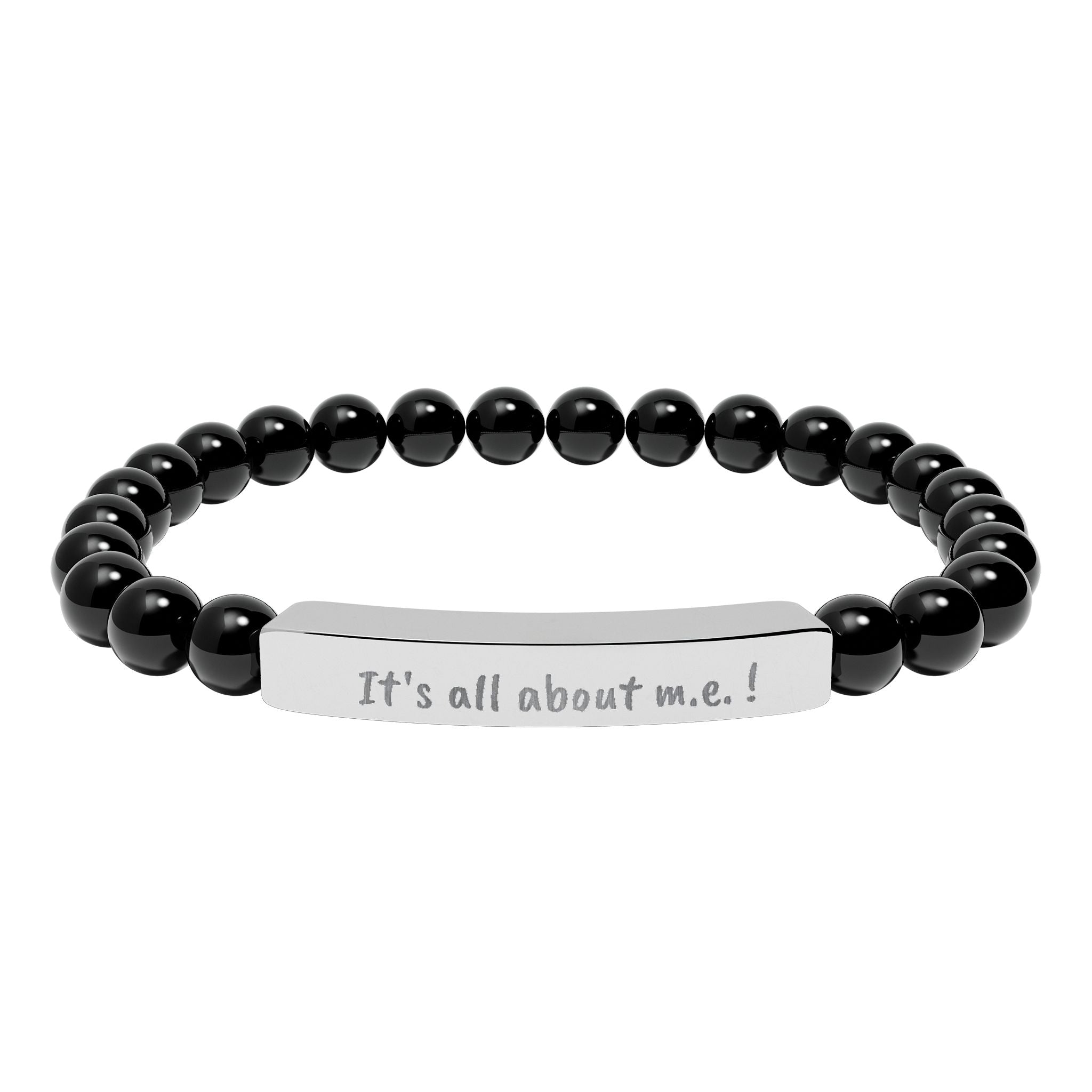 Bracelet - It's all about m.e.! Engraved Natural Stone Stretch Bar Bracelet