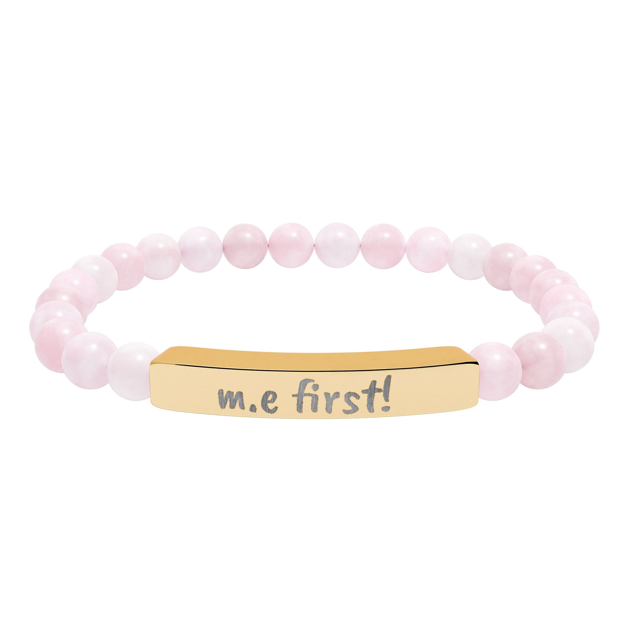 Bracelet - m.e. first! Engraved Natural Stone Stretch Bar Bracelet