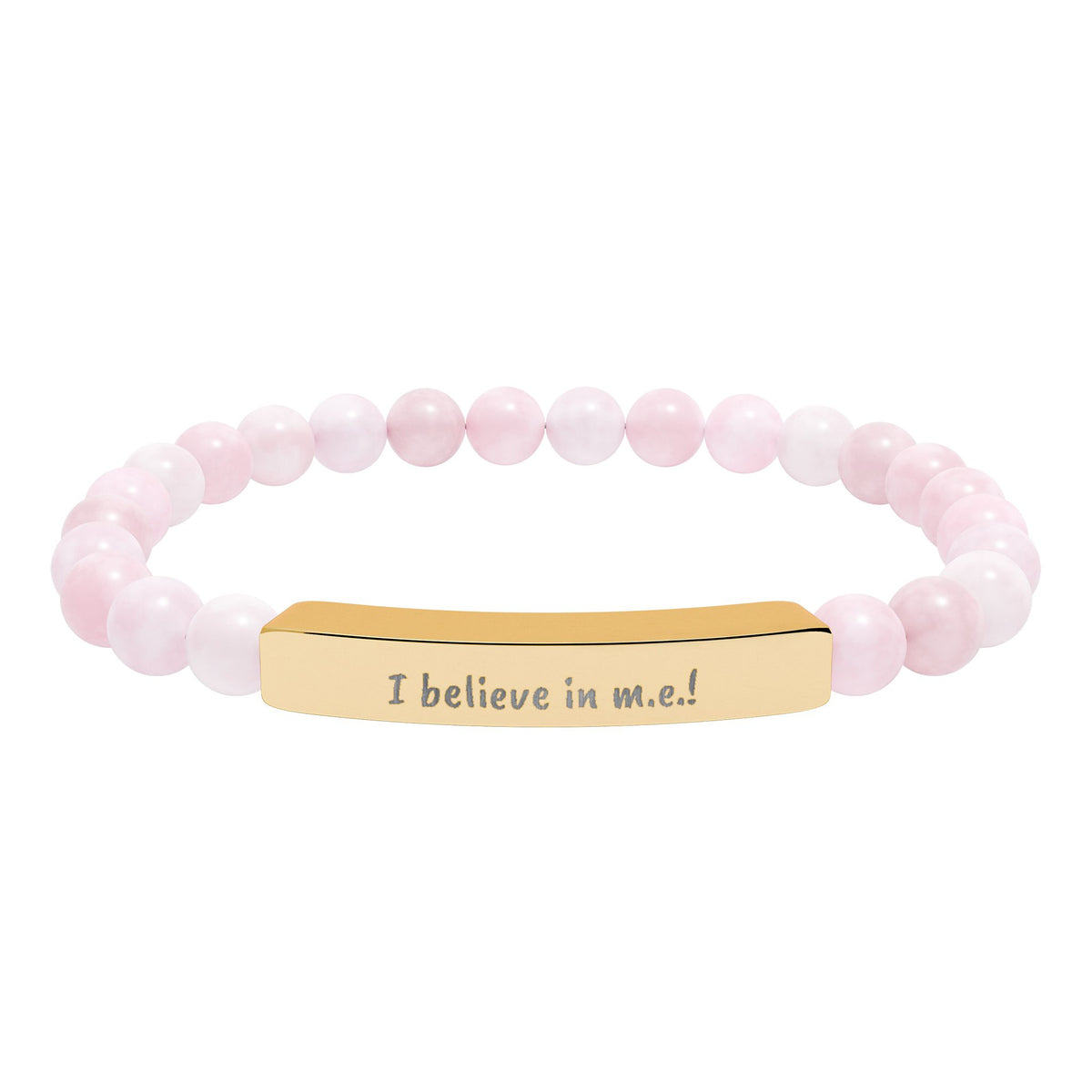 Copy of Bracelet - I believe in m.e. ! - Engraved Natural Stone Stretch Bar Bracelet