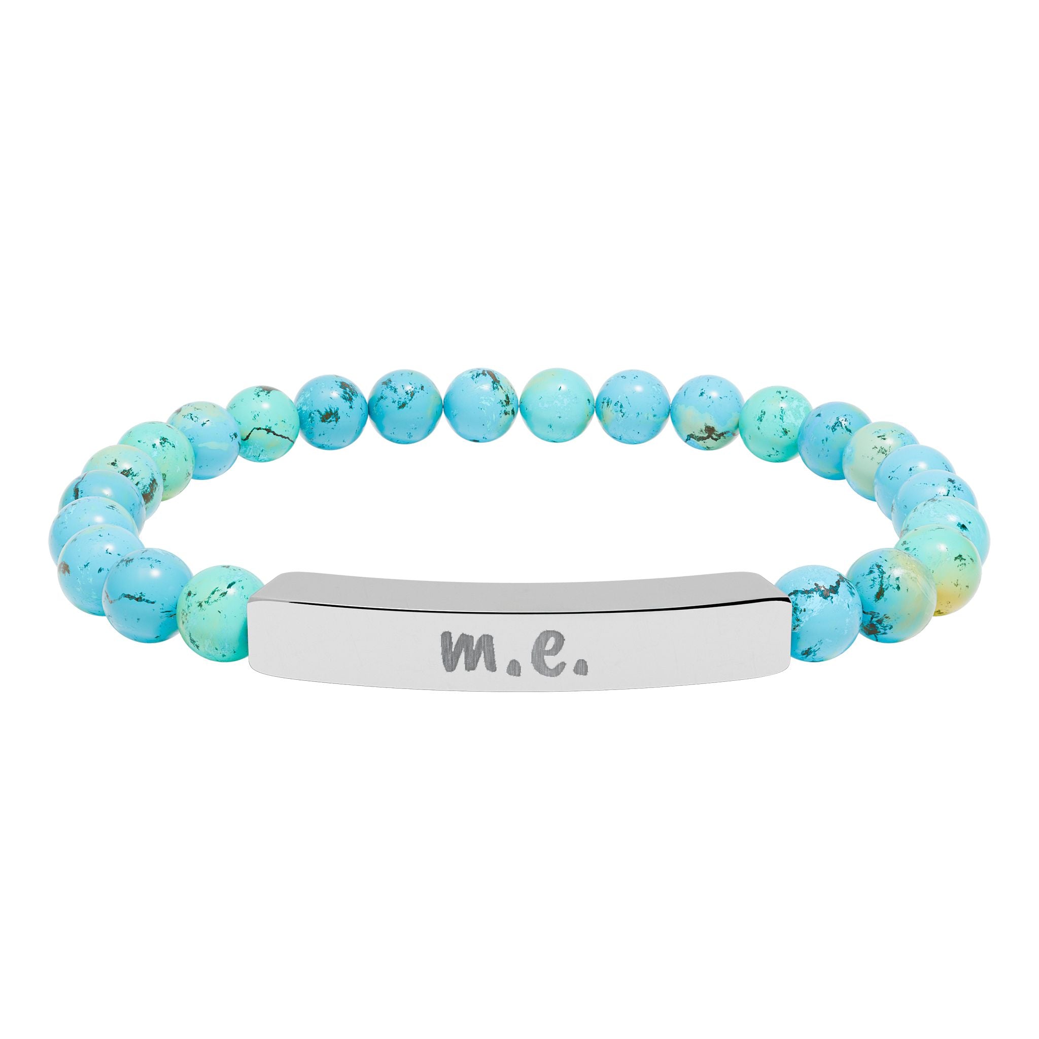 Bracelet - m.e. - Engraved Natural Stone Stretch Bar Bracelet