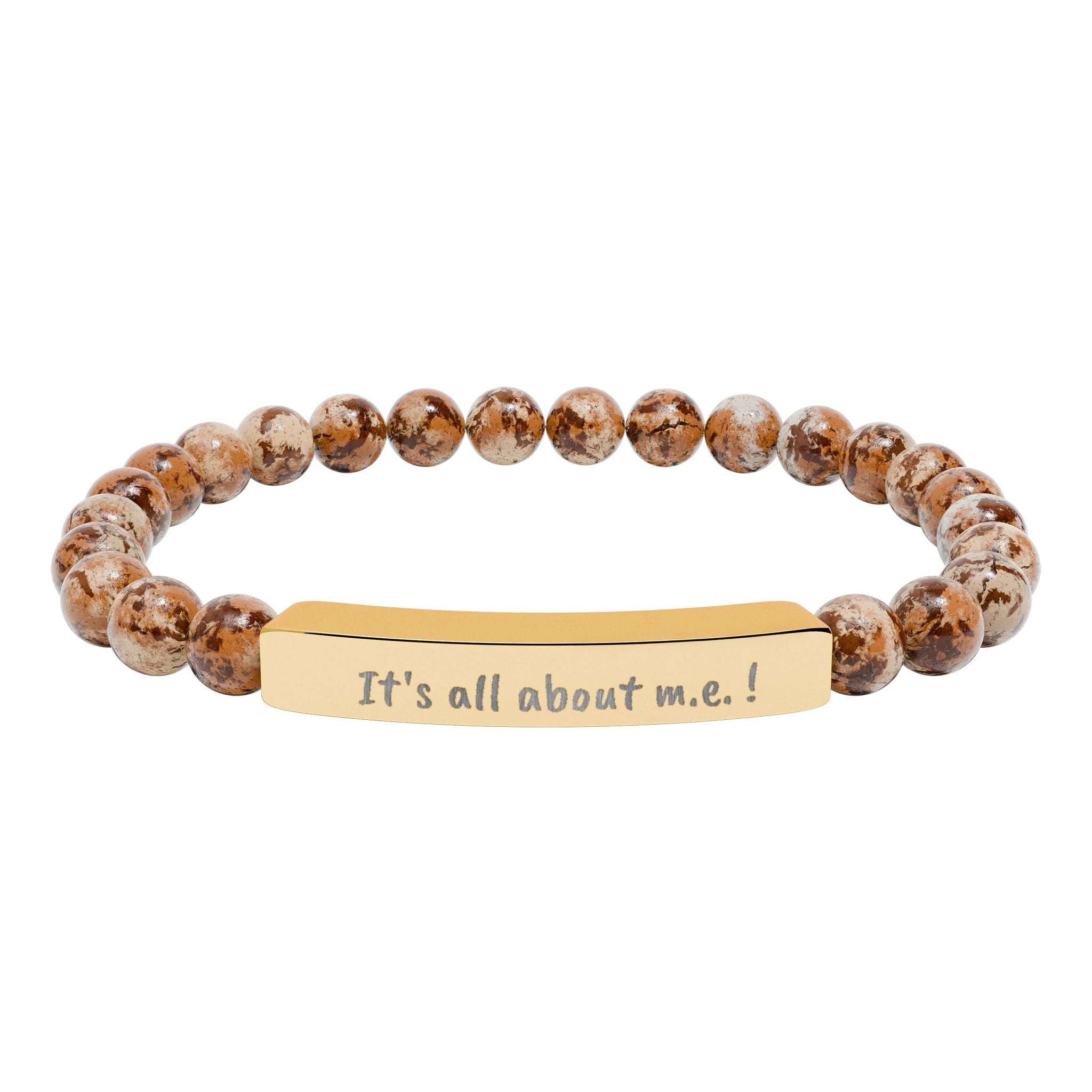 Bracelet - It's all about m.e.! Engraved Natural Stone Stretch Bar Bracelet