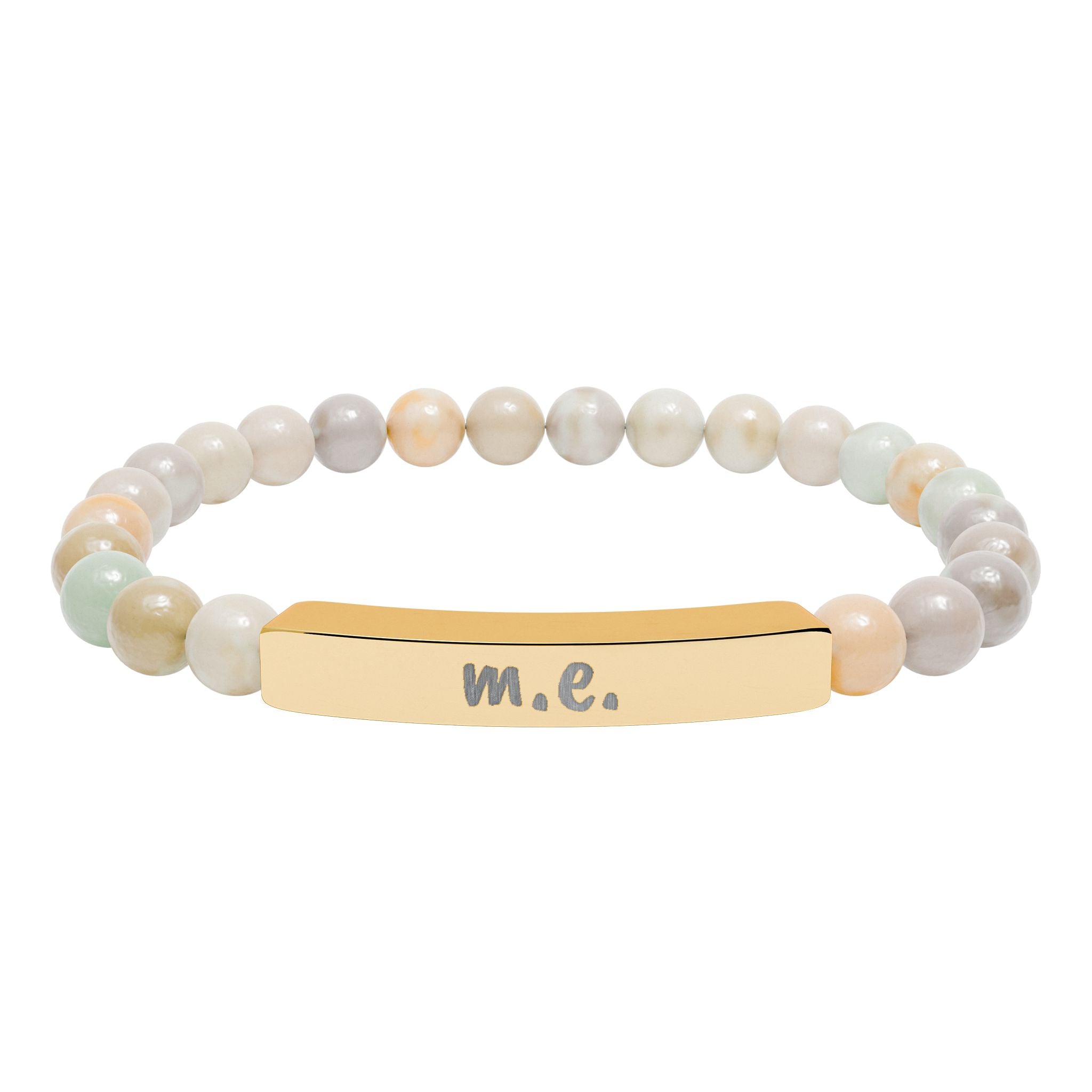 Bracelet - m.e. - Engraved Natural Stone Stretch Bar Bracelet