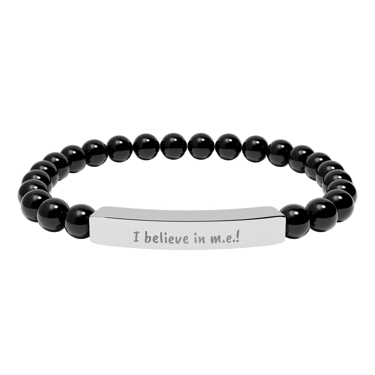 Copy of Bracelet - I believe in m.e. ! - Engraved Natural Stone Stretch Bar Bracelet