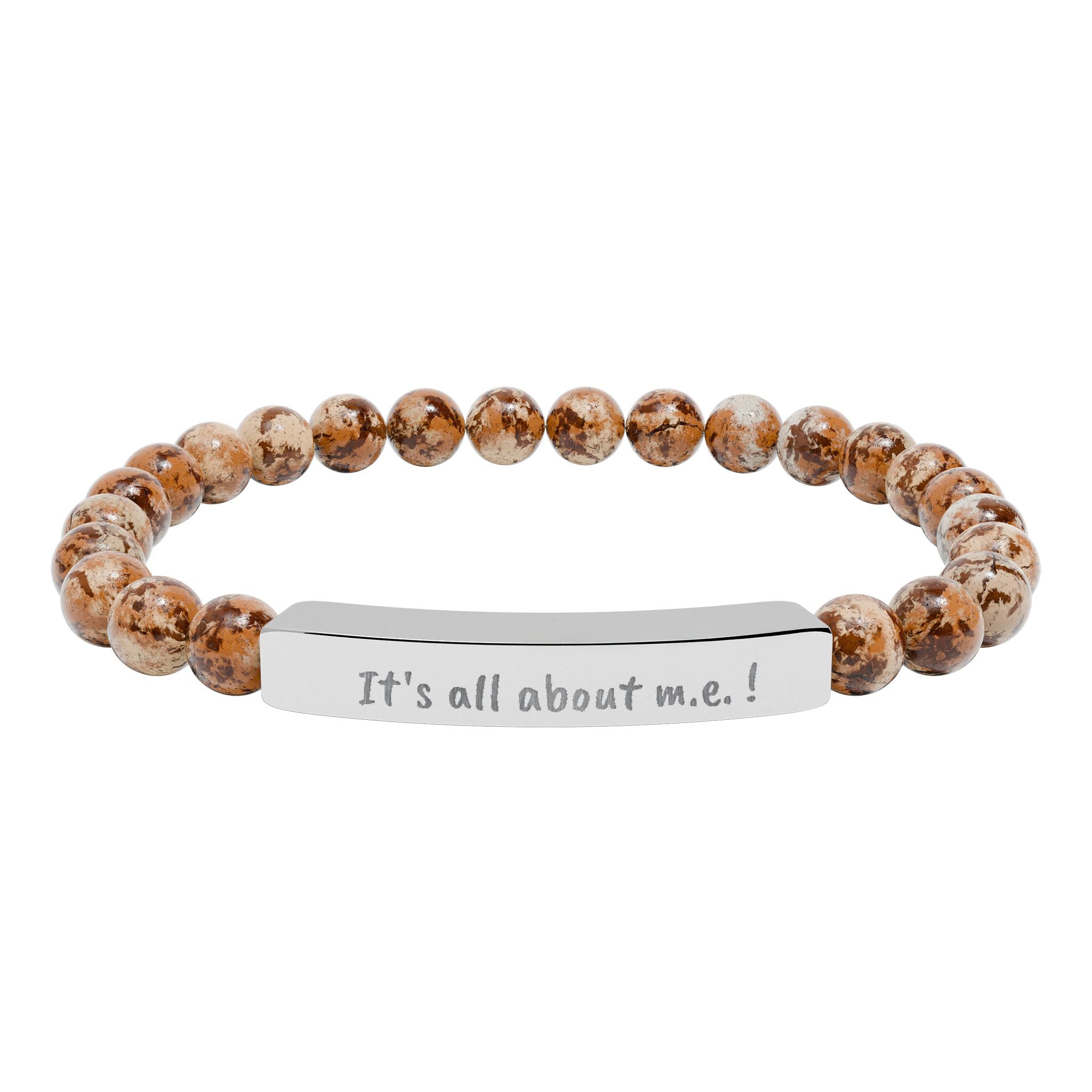Bracelet - It's all about m.e.! Engraved Natural Stone Stretch Bar Bracelet