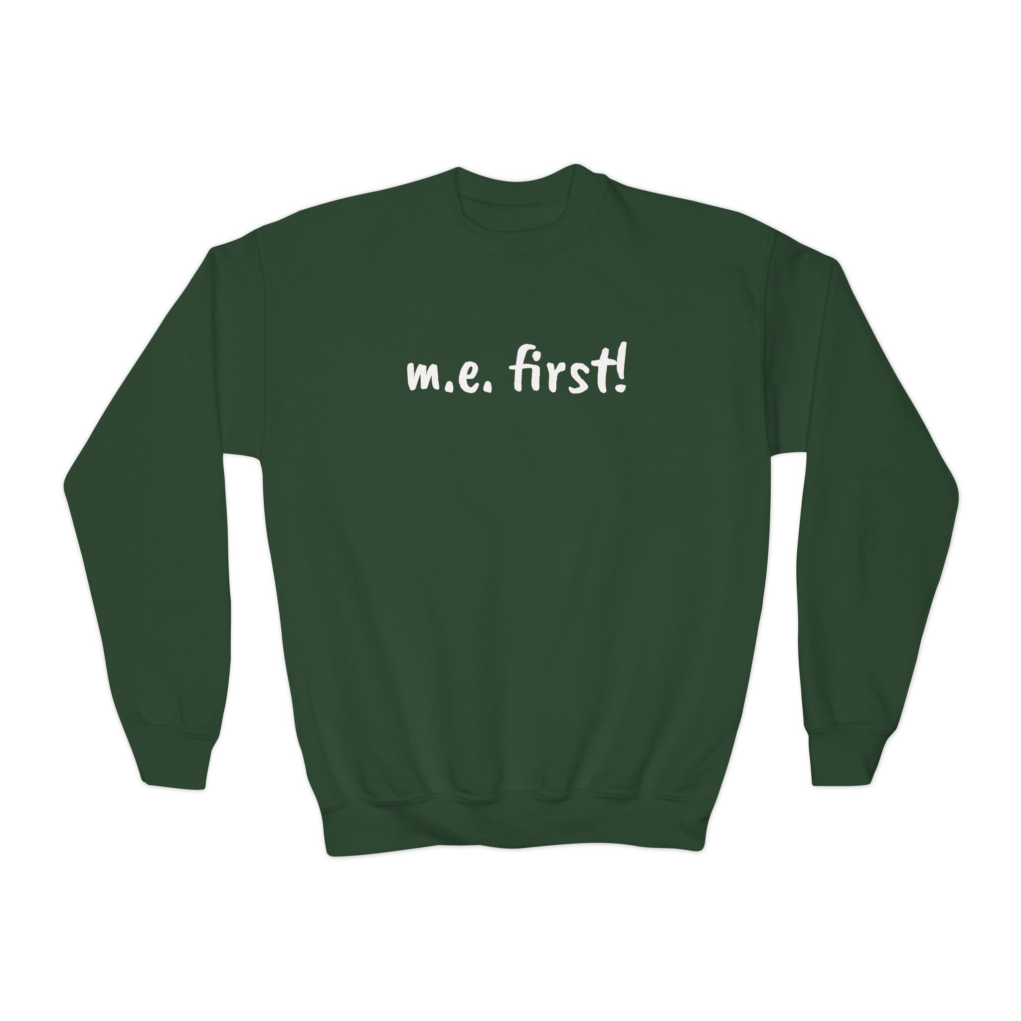 Sweatshirt - Youth Crewneck - m.e. first! - White Lettering