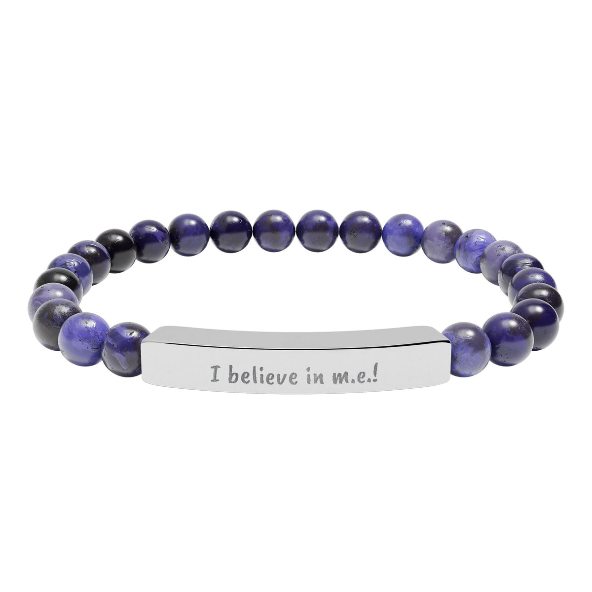 Copy of Bracelet - I believe in m.e. ! - Engraved Natural Stone Stretch Bar Bracelet