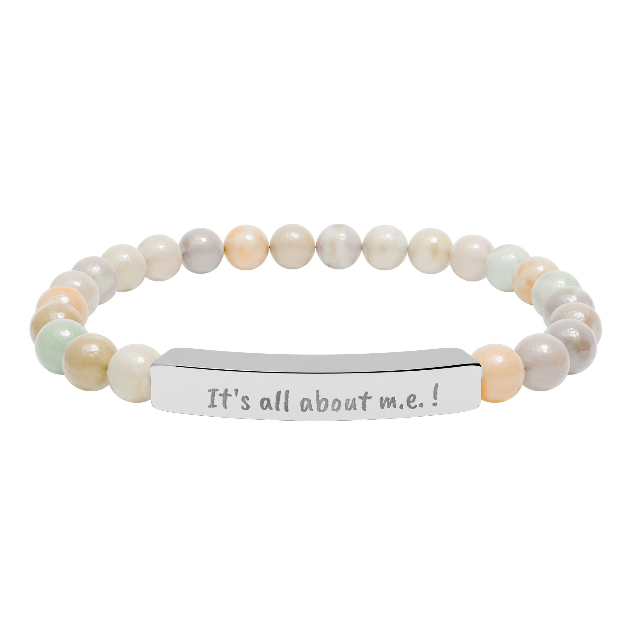 Bracelet - It's all about m.e.! Engraved Natural Stone Stretch Bar Bracelet