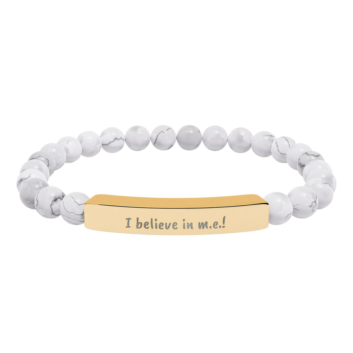 Copy of Bracelet - I believe in m.e. ! - Engraved Natural Stone Stretch Bar Bracelet