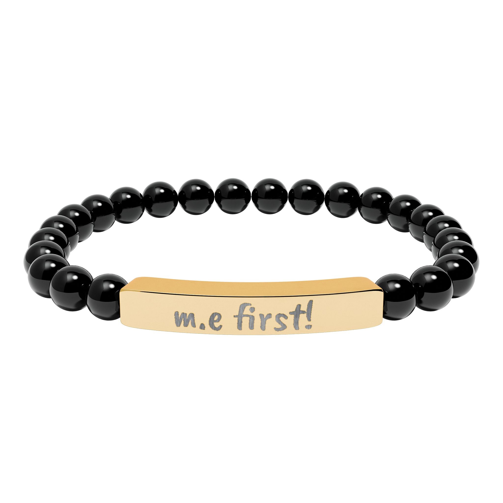 Bracelet - m.e. first! Engraved Natural Stone Stretch Bar Bracelet