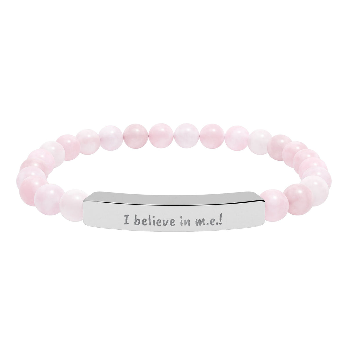 Copy of Bracelet - I believe in m.e. ! - Engraved Natural Stone Stretch Bar Bracelet