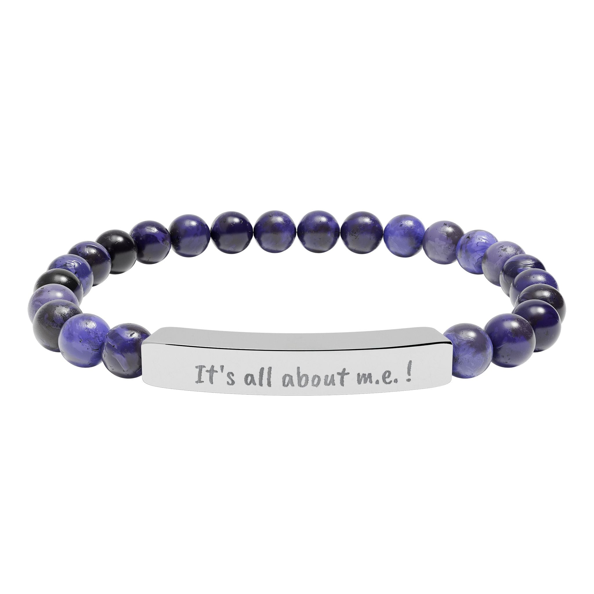 Bracelet - It's all about m.e.! Engraved Natural Stone Stretch Bar Bracelet