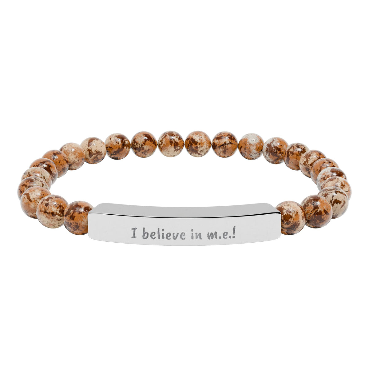 Copy of Bracelet - I believe in m.e. ! - Engraved Natural Stone Stretch Bar Bracelet