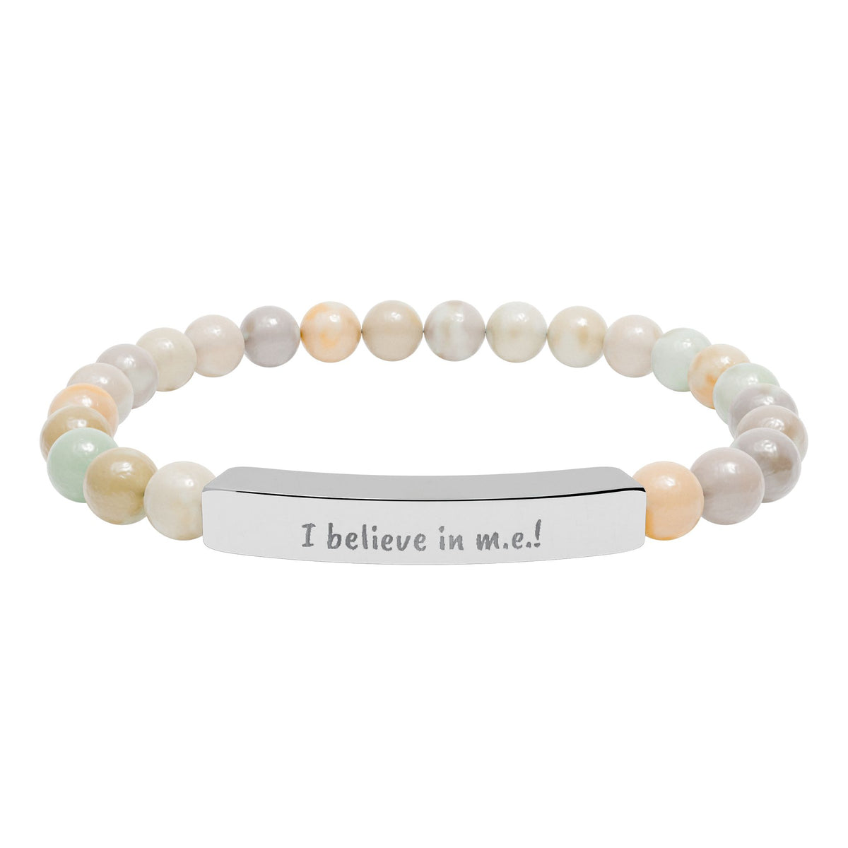 Copy of Bracelet - I believe in m.e. ! - Engraved Natural Stone Stretch Bar Bracelet