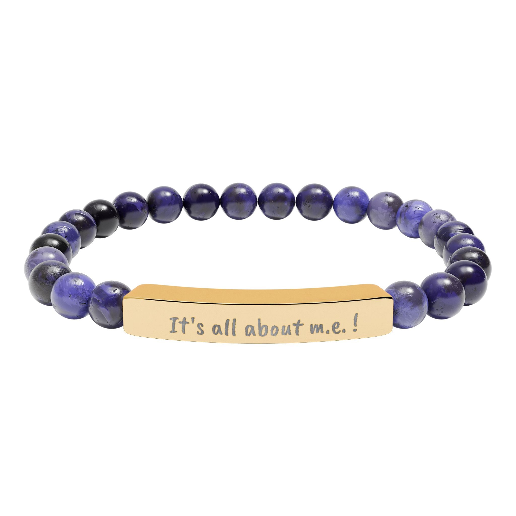 Bracelet - It's all about m.e.! Engraved Natural Stone Stretch Bar Bracelet
