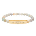 Bracelet - It's all about m.e.! Engraved Natural Stone Stretch Bar Bracelet