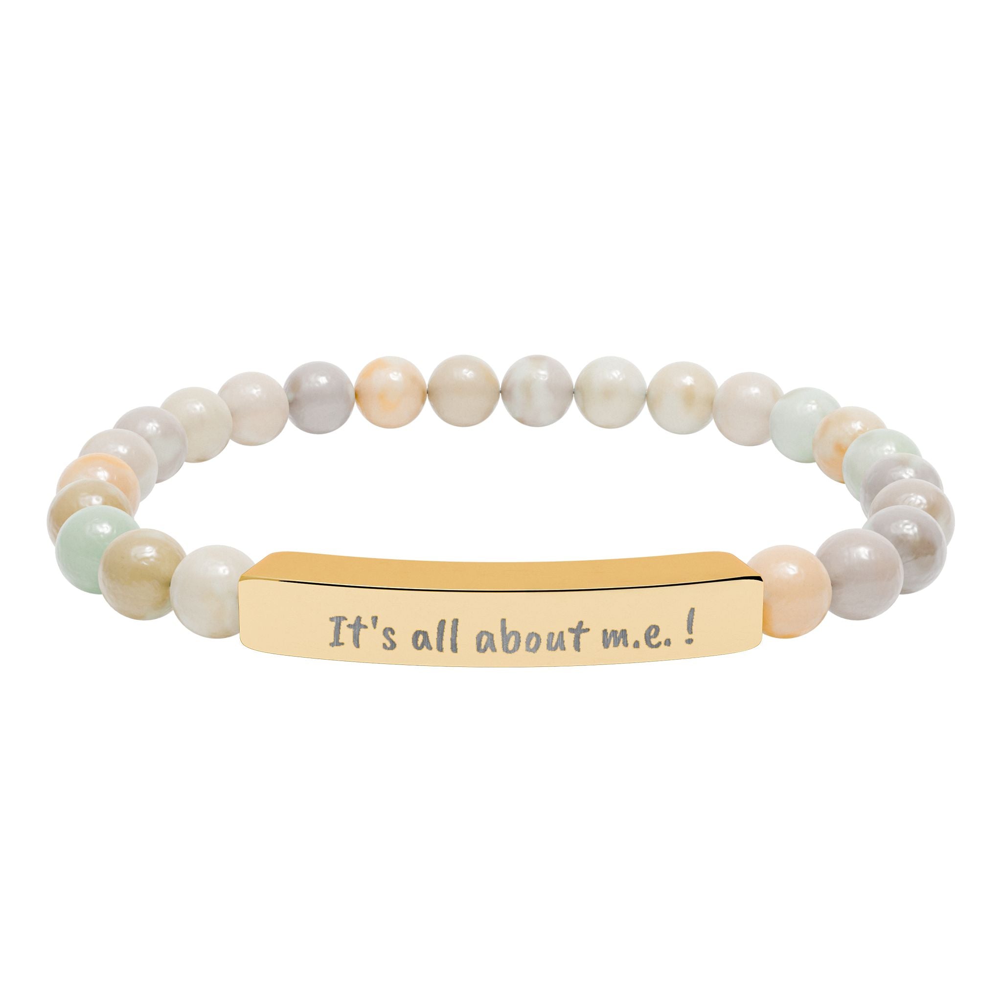Bracelet - It's all about m.e.! Engraved Natural Stone Stretch Bar Bracelet