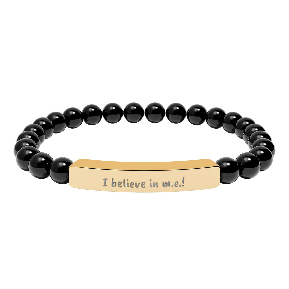 Copy of Bracelet - I believe in m.e. ! - Engraved Natural Stone Stretch Bar Bracelet