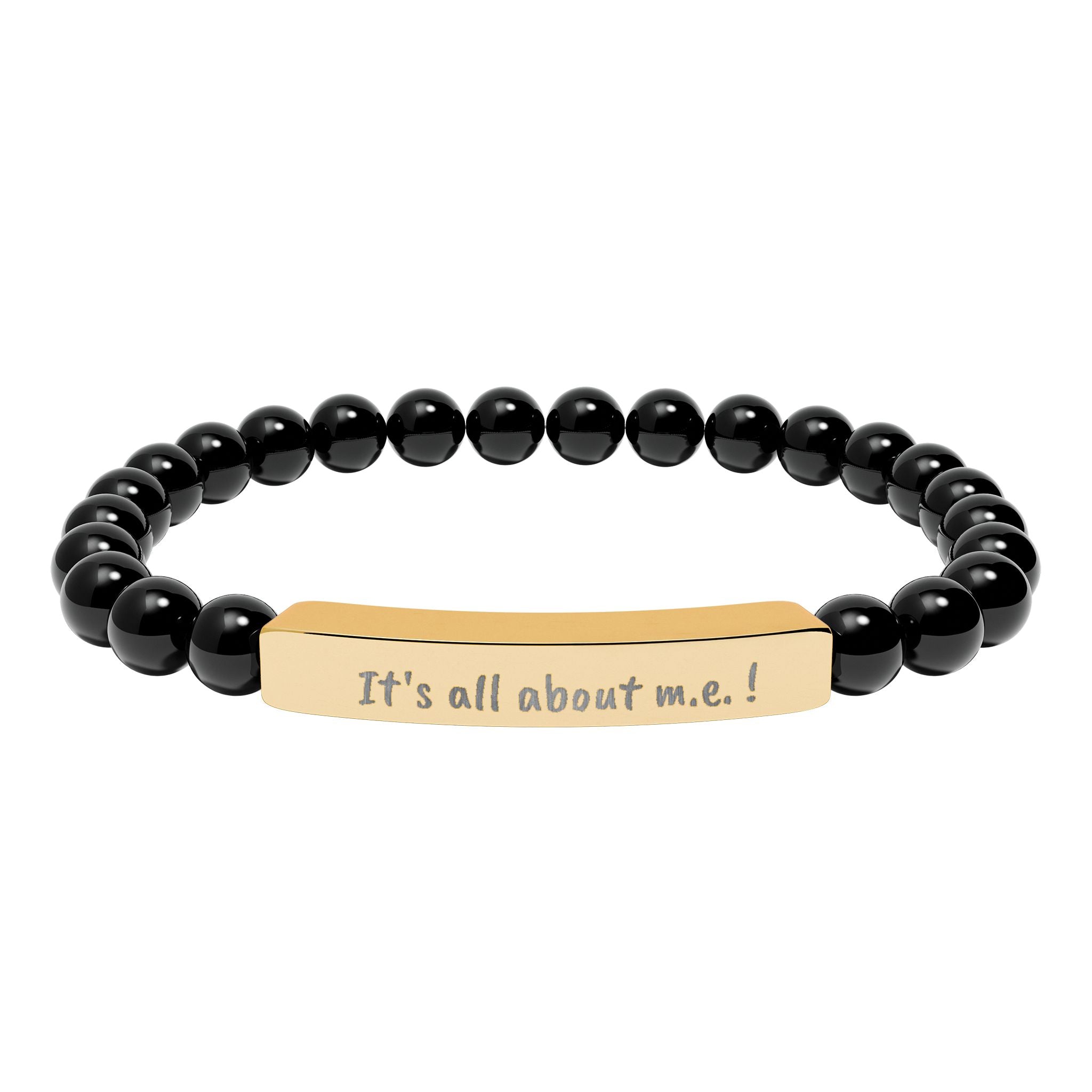 Bracelet - It's all about m.e.! Engraved Natural Stone Stretch Bar Bracelet