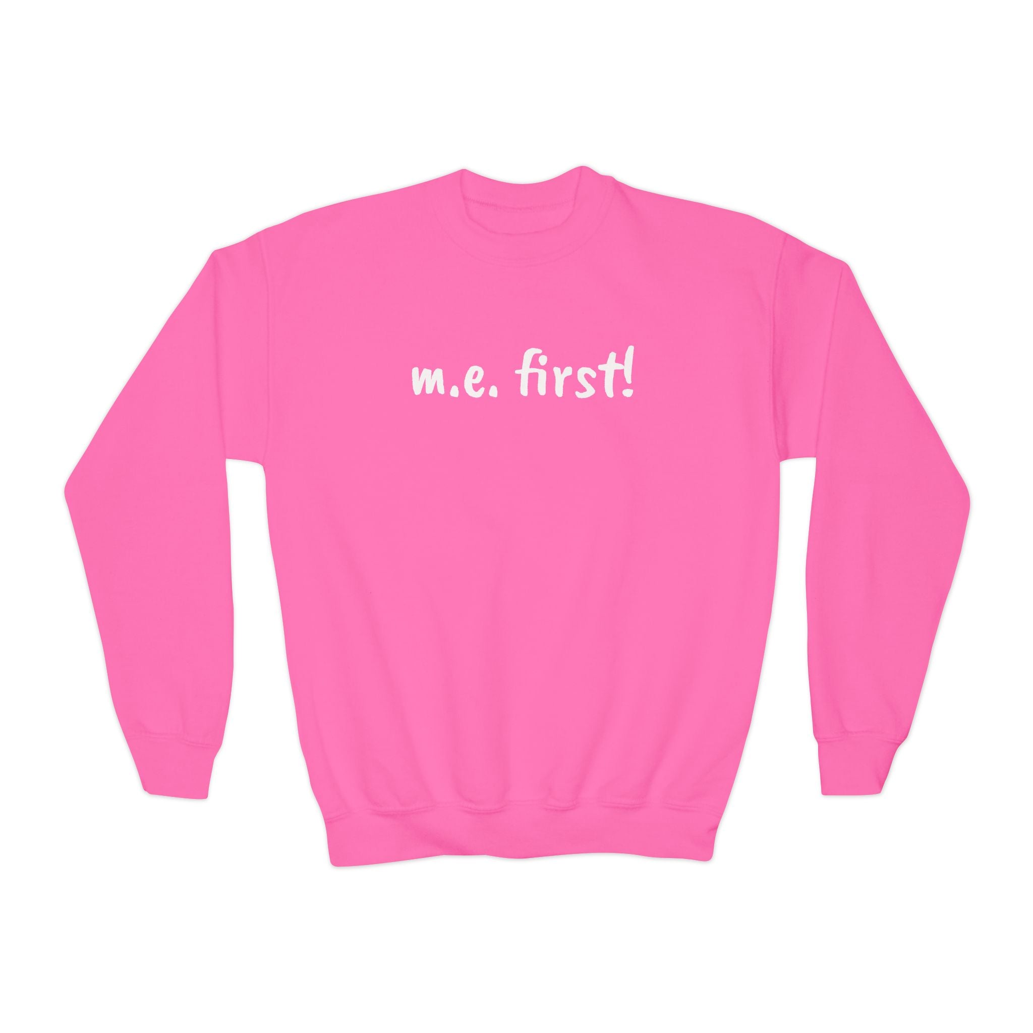 Sweatshirt - Youth Crewneck - m.e. first! - White Lettering