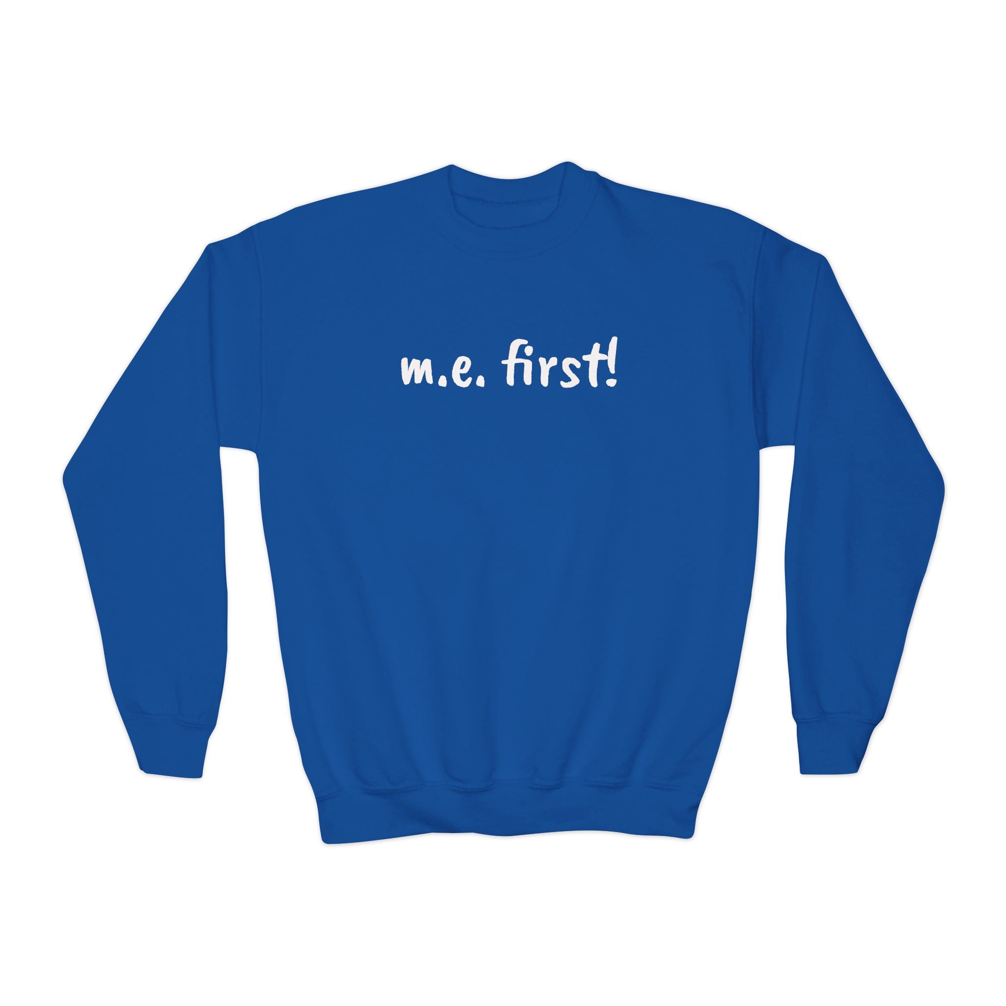Sweatshirt - Youth Crewneck - m.e. first! - White Lettering