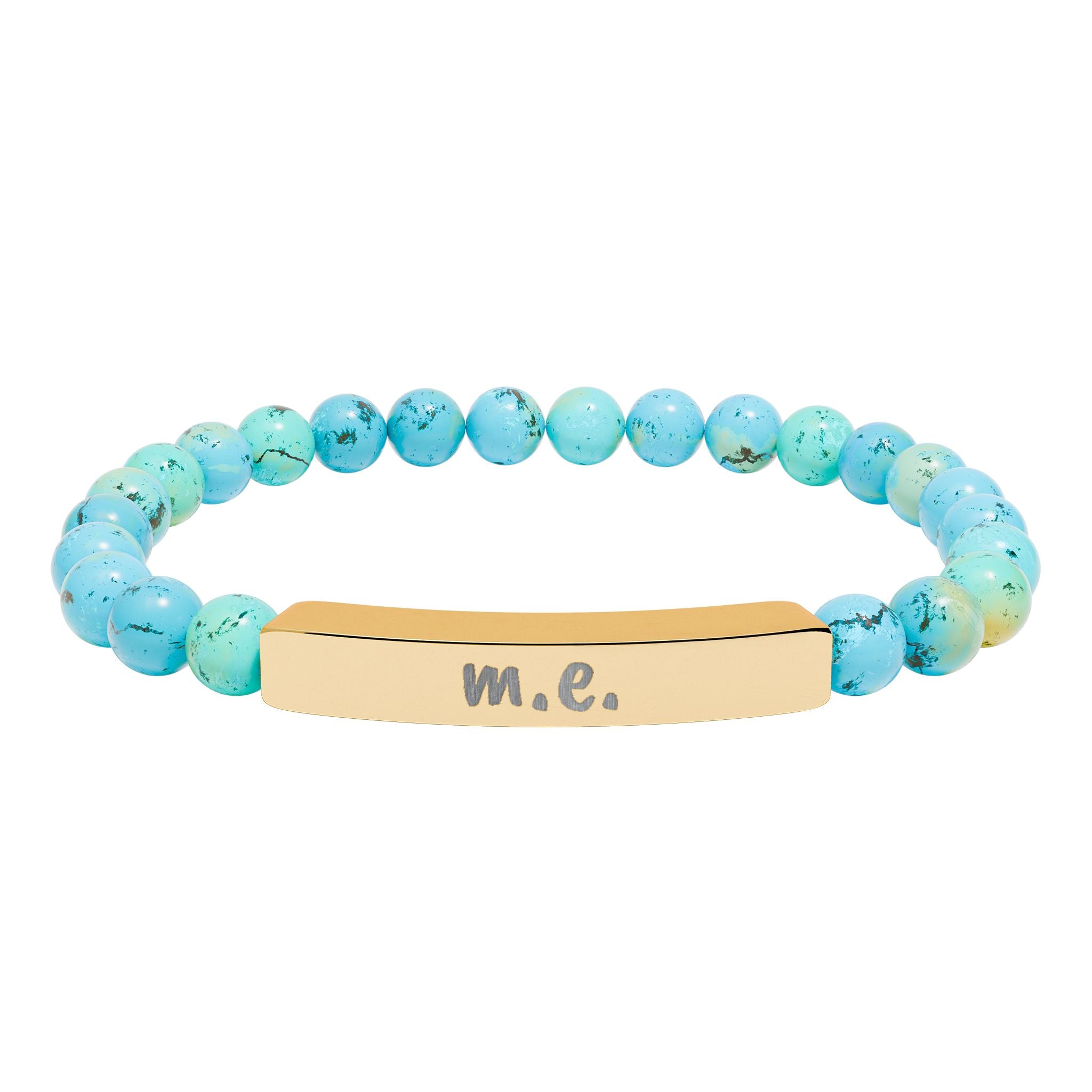 Bracelet - m.e. - Engraved Natural Stone Stretch Bar Bracelet