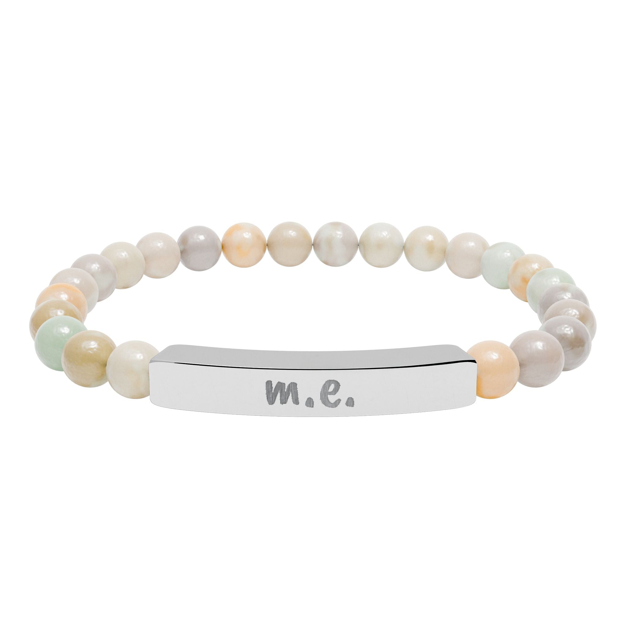 Bracelet - m.e. - Engraved Natural Stone Stretch Bar Bracelet