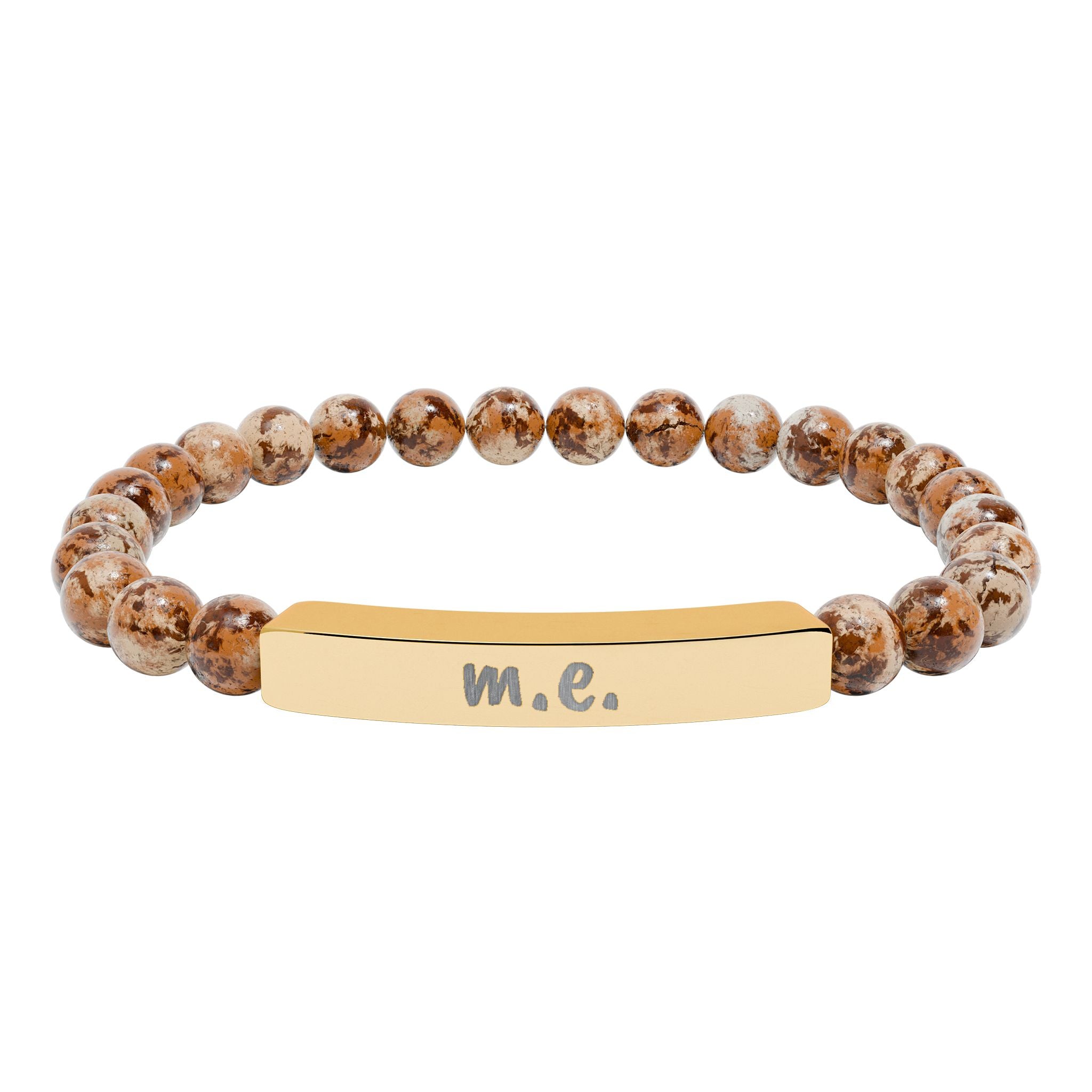 Bracelet - m.e. - Engraved Natural Stone Stretch Bar Bracelet