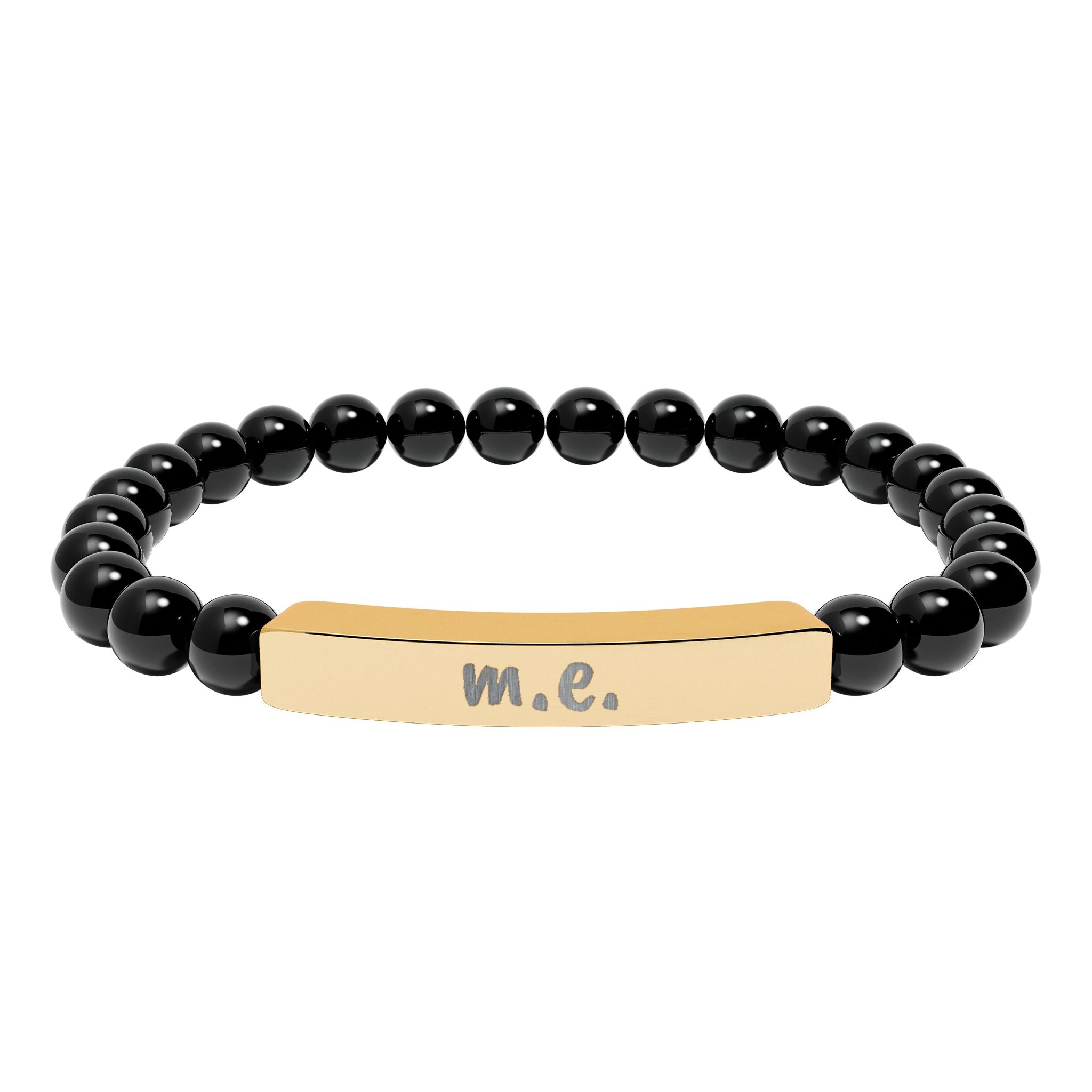 Bracelet - m.e. - Engraved Natural Stone Stretch Bar Bracelet