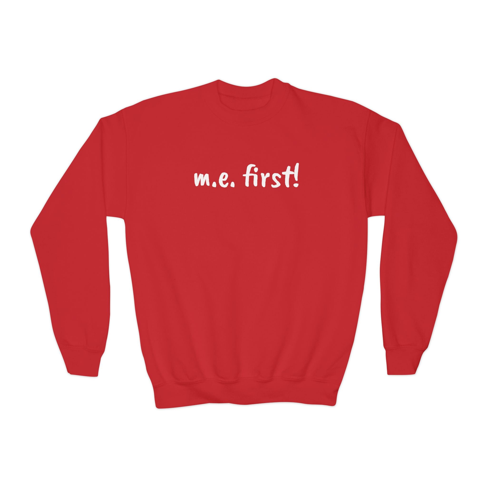 Sweatshirt - Youth Crewneck - m.e. first! - White Lettering
