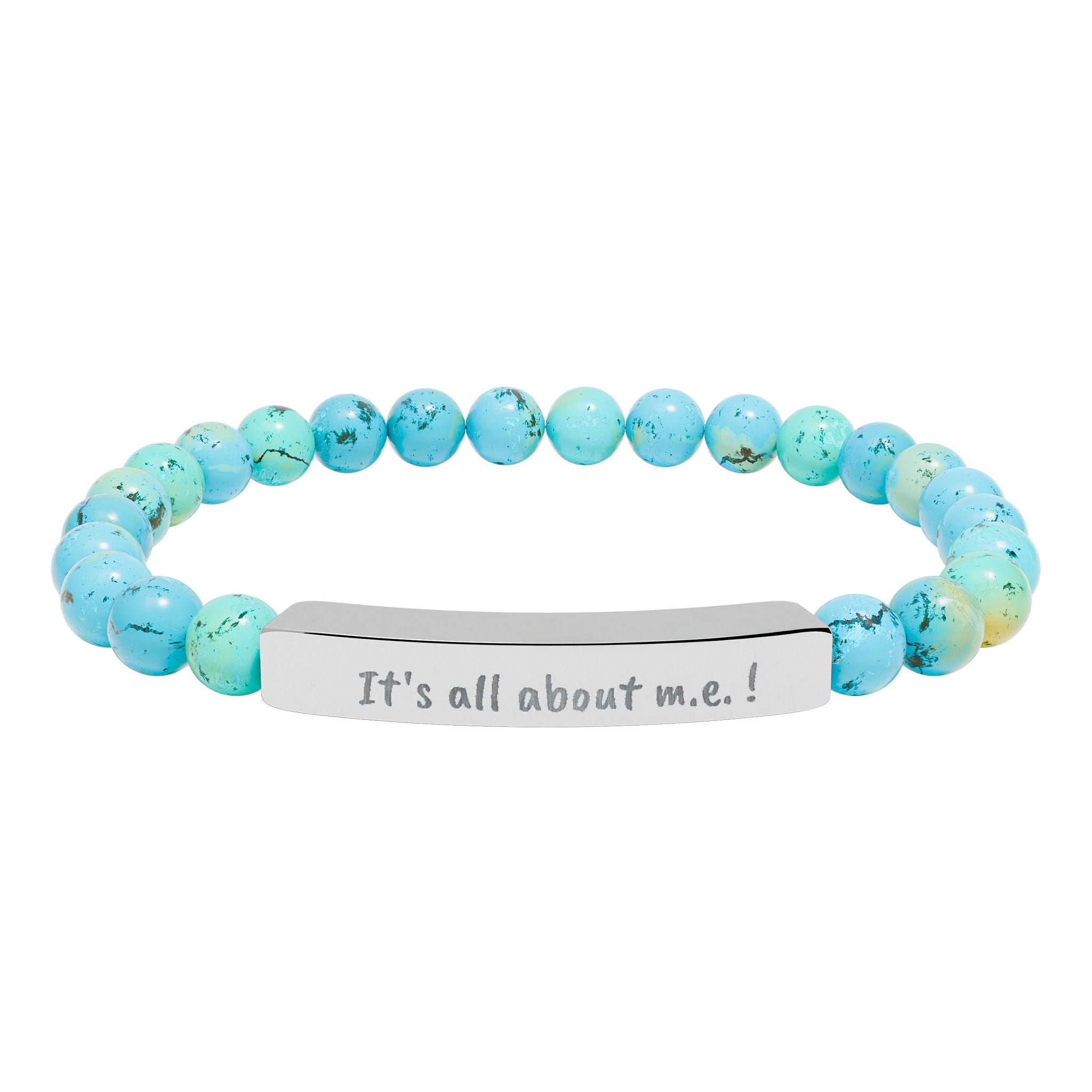 Bracelet - It's all about m.e.! Engraved Natural Stone Stretch Bar Bracelet