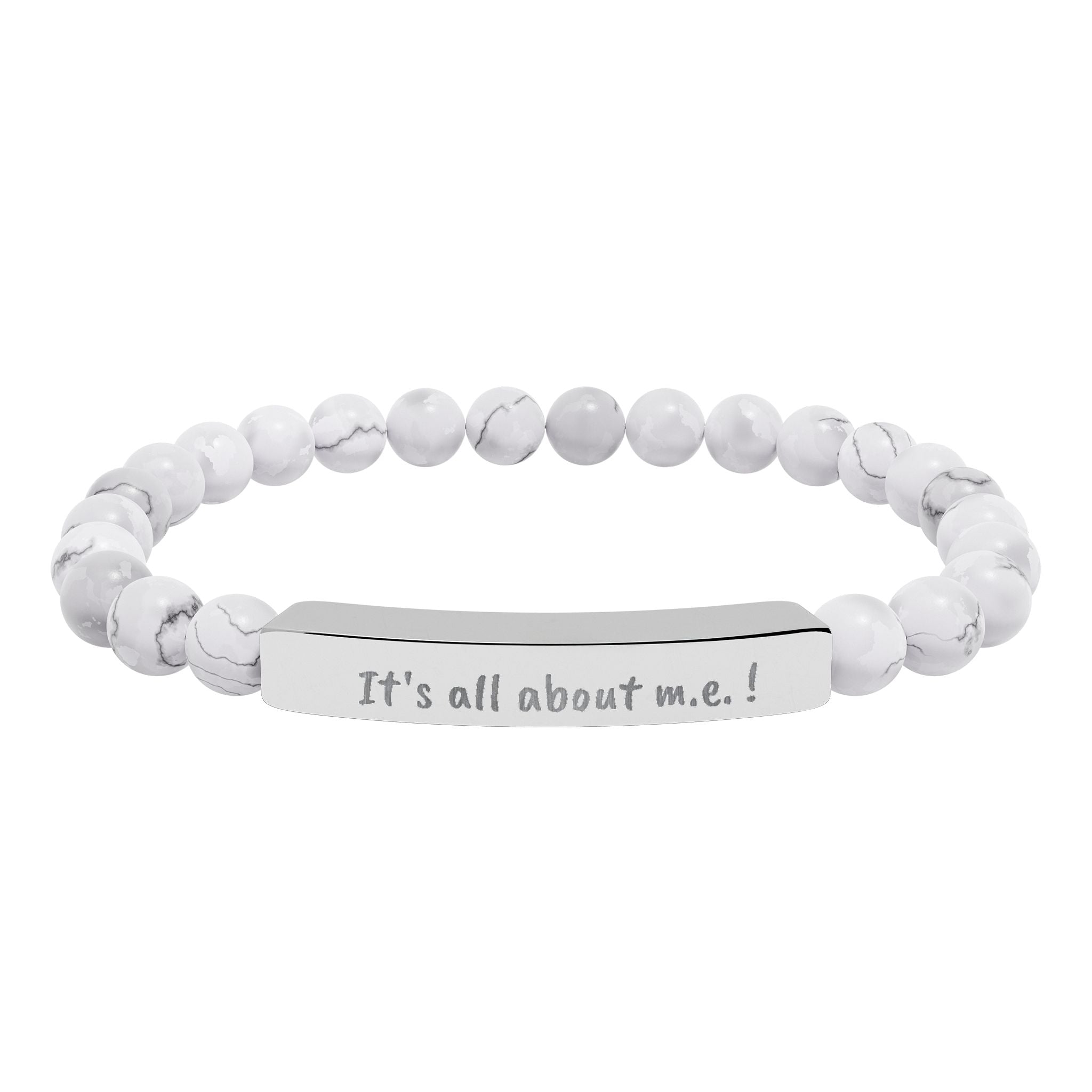 Bracelet - It's all about m.e.! Engraved Natural Stone Stretch Bar Bracelet