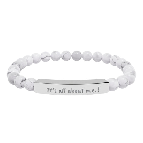 Bracelet - It's all about m.e.! Engraved Natural Stone Stretch Bar Bracelet