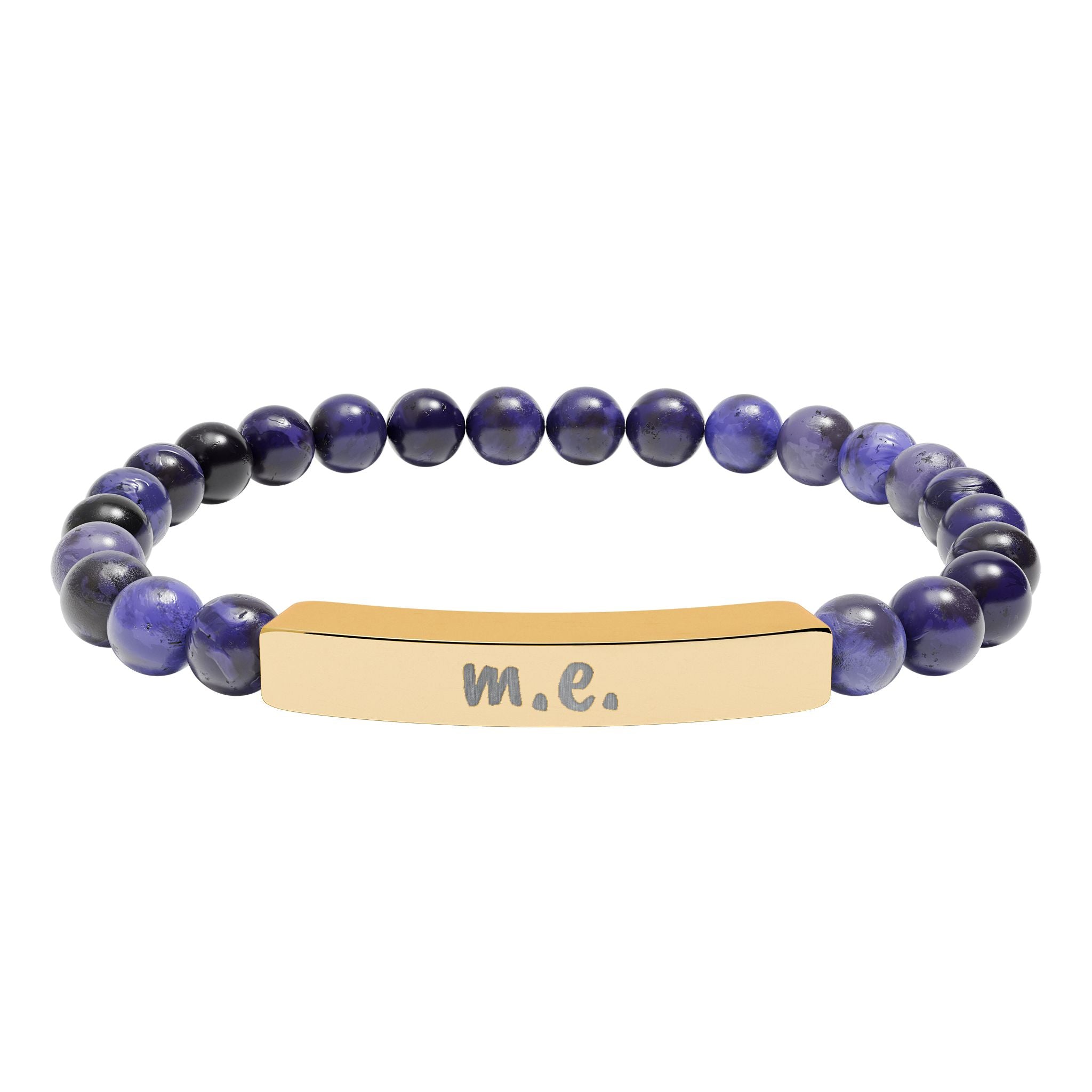 Bracelet - m.e. - Engraved Natural Stone Stretch Bar Bracelet