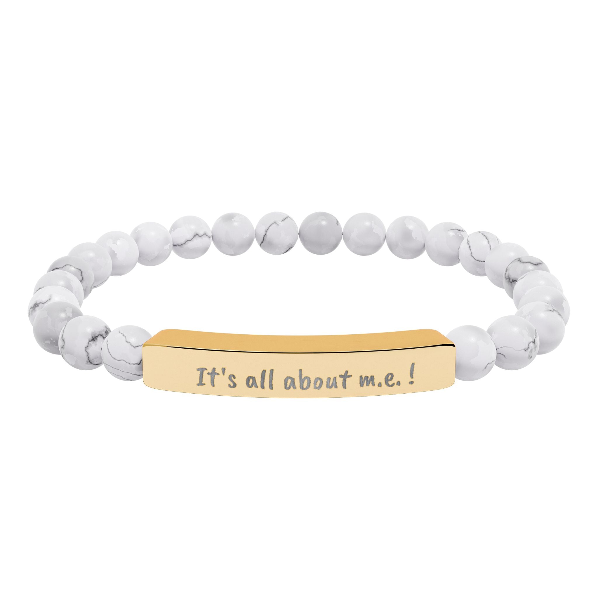 Bracelet - It's all about m.e.! Engraved Natural Stone Stretch Bar Bracelet