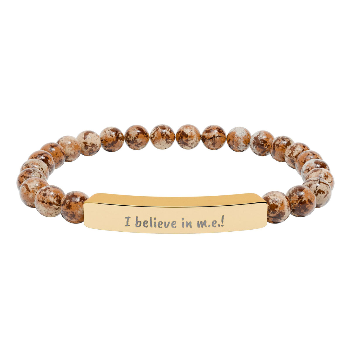 Copy of Bracelet - I believe in m.e. ! - Engraved Natural Stone Stretch Bar Bracelet