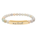 Bracelet - m.e. first! Engraved Natural Stone Stretch Bar Bracelet