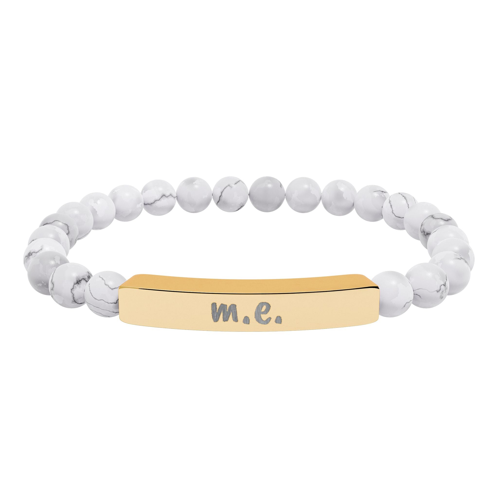 Bracelet - m.e. - Engraved Natural Stone Stretch Bar Bracelet