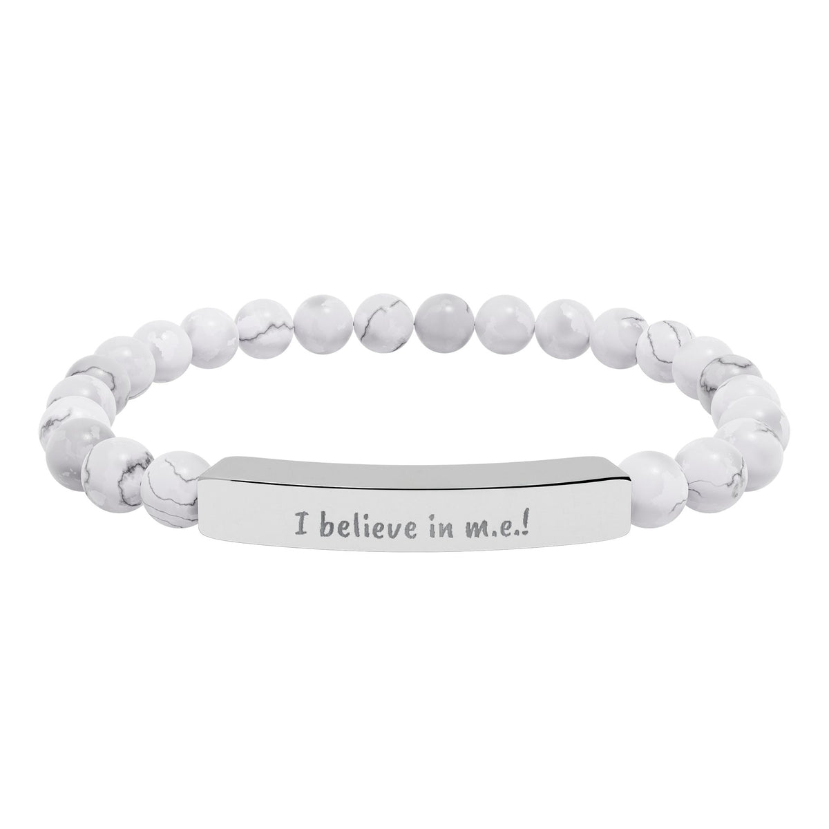 Copy of Bracelet - I believe in m.e. ! - Engraved Natural Stone Stretch Bar Bracelet