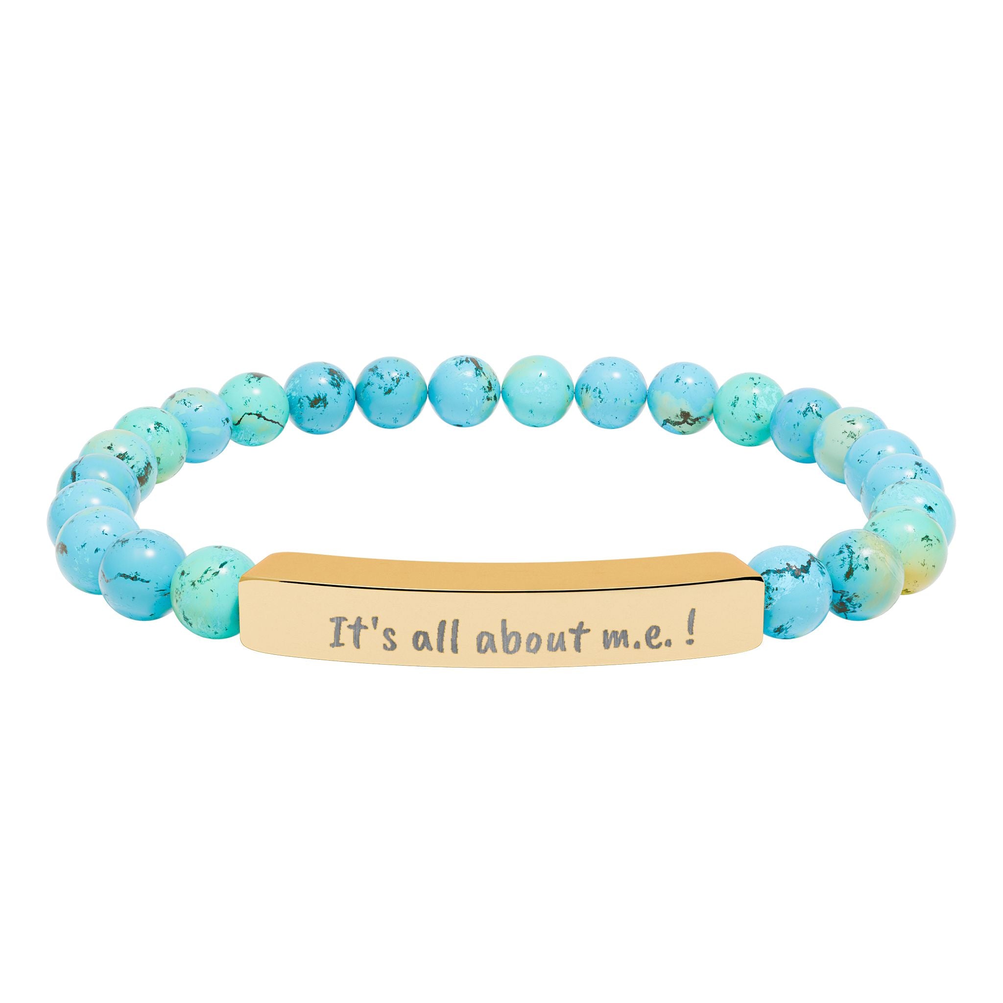 Bracelet - It's all about m.e.! Engraved Natural Stone Stretch Bar Bracelet