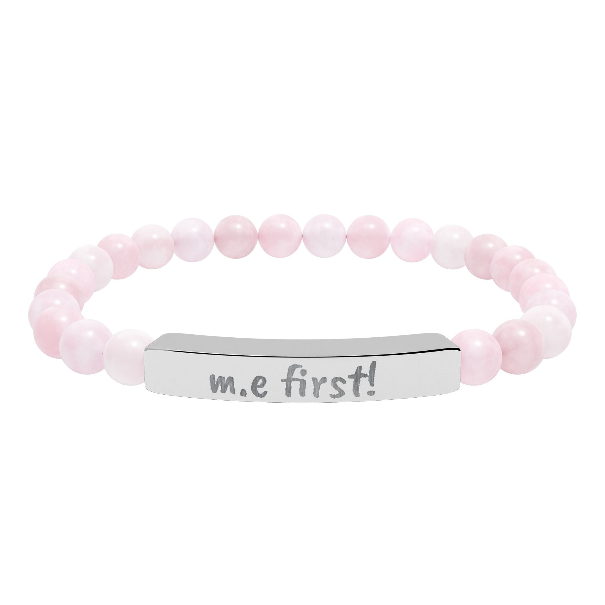 Bracelet - m.e. first! Engraved Natural Stone Stretch Bar Bracelet