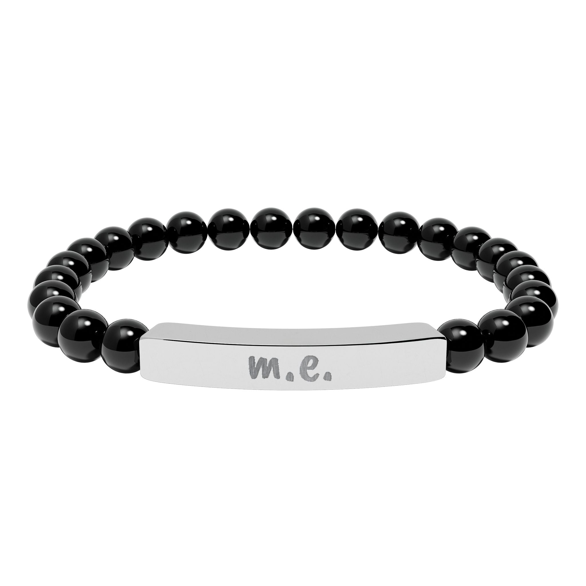 Bracelet - m.e. - Engraved Natural Stone Stretch Bar Bracelet